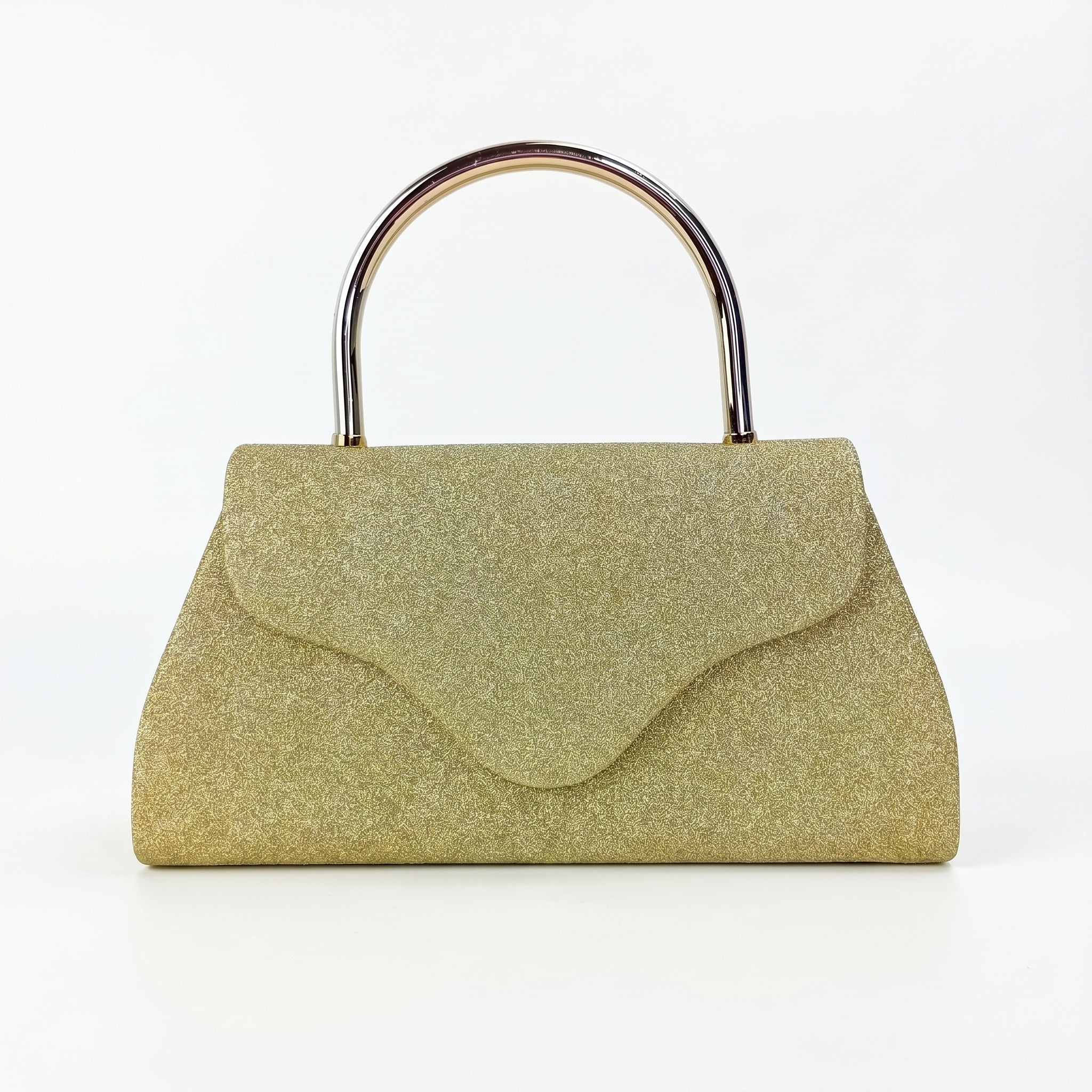 Stile Donna pochette da sera glitter dorata – dettaglio chiusura