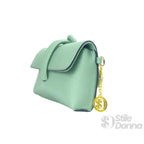Pochette in Ecopelle Verde Menta con Chiusura Zip e Finitura Lucida - Stile Donna Bags