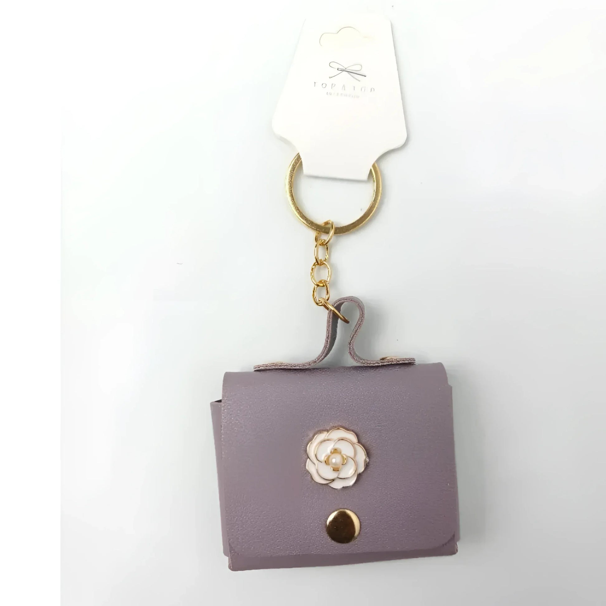 Stile Donna portachiavi mini portamonete ecopelle floreale rosso – interno