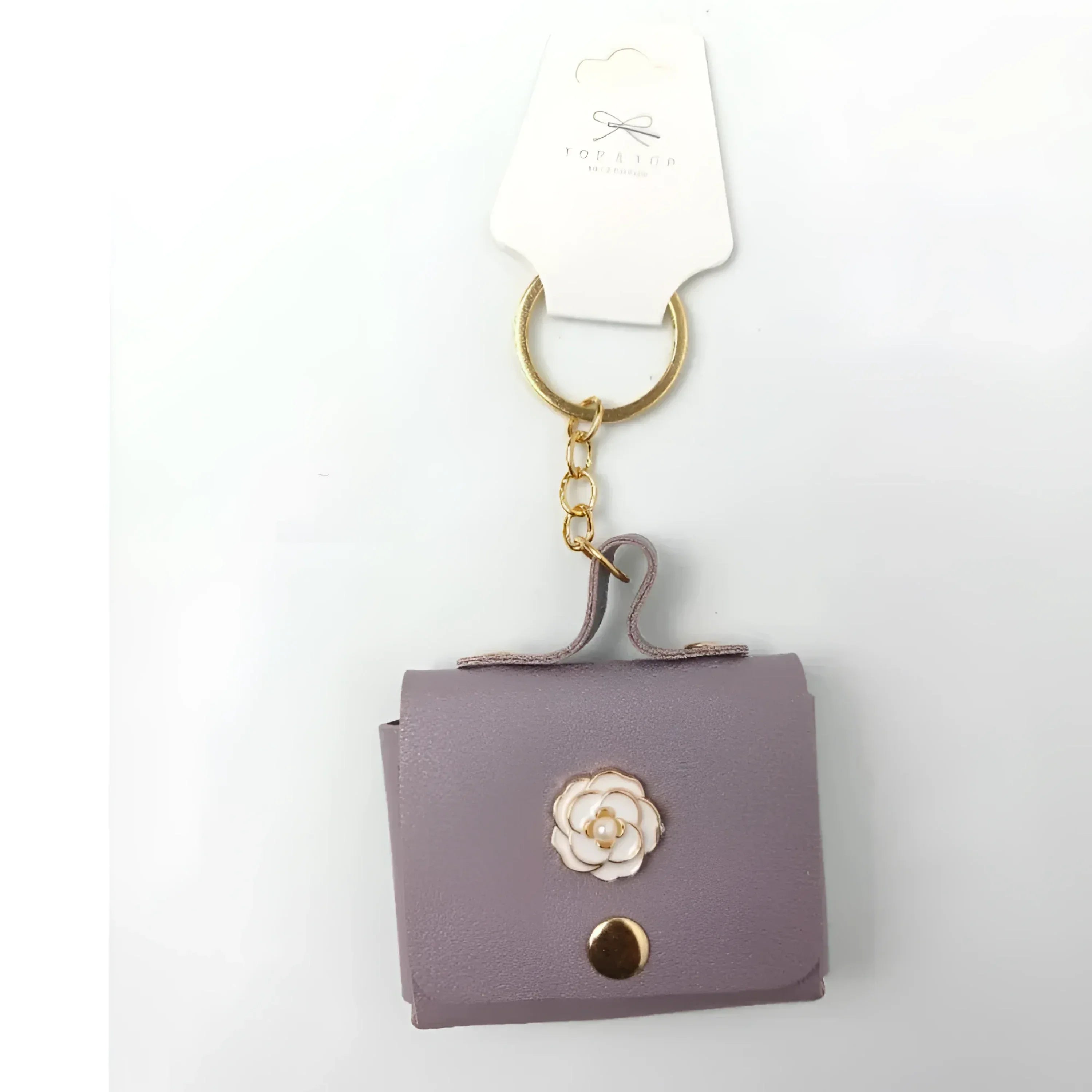 Stile Donna portachiavi mini portamonete ecopelle floreale rosso – interno