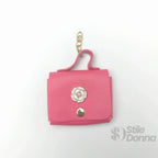 Portachiavi Mini Portamonete in Ecopelle Floreale con Charm Dorato - Stile Donna Bags