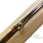 Portafoglio in Ecopelle con Scomparti per Carte e Finiture Dorate - Stile Donna Bags