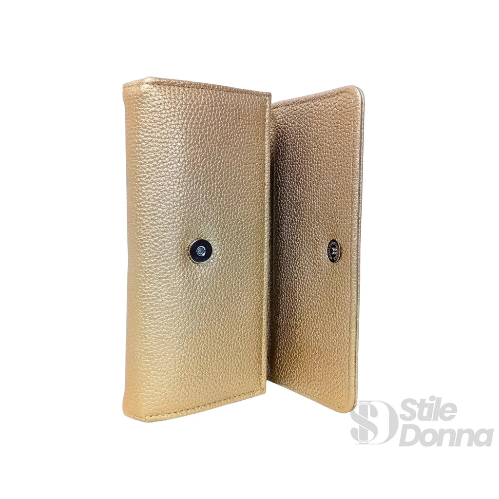 Stile Donna portafoglio ecopelle con finiture dorate – portafoglio aperto