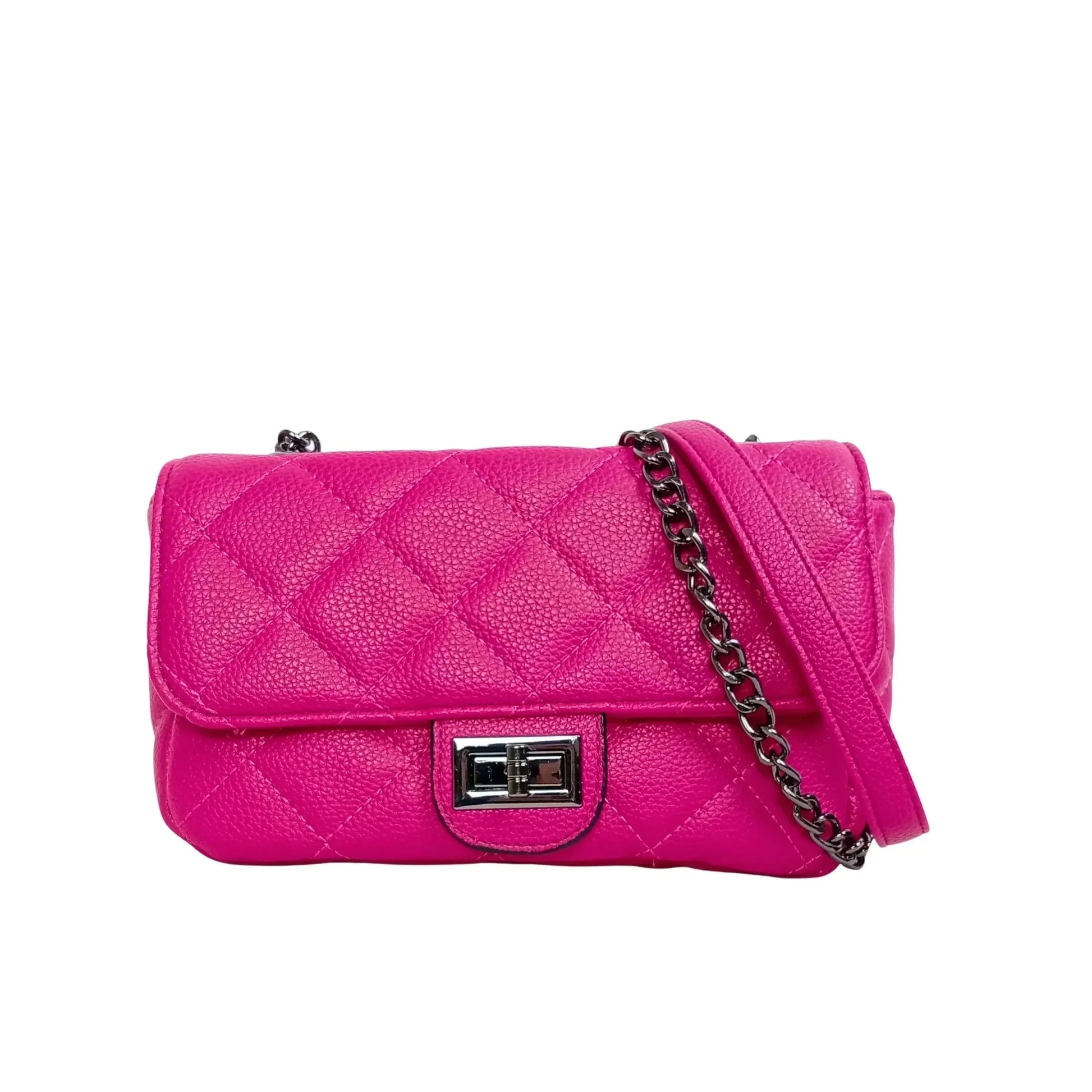 Stile Donna pouch clutch ecopelle con catena argento look elegante donna – vista frontale