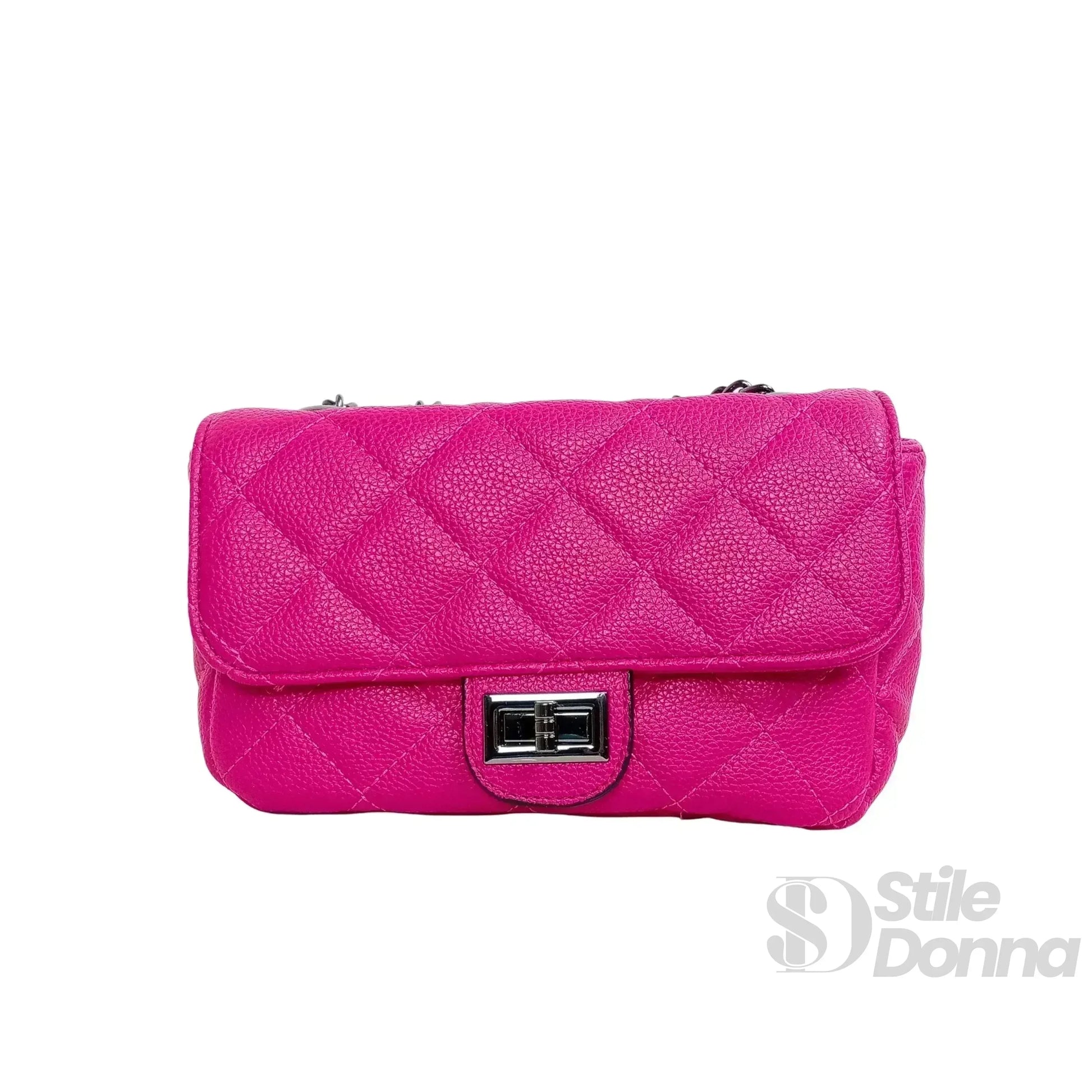 Stile Donna pouch clutch ecopelle con catena argento – interno e tasche