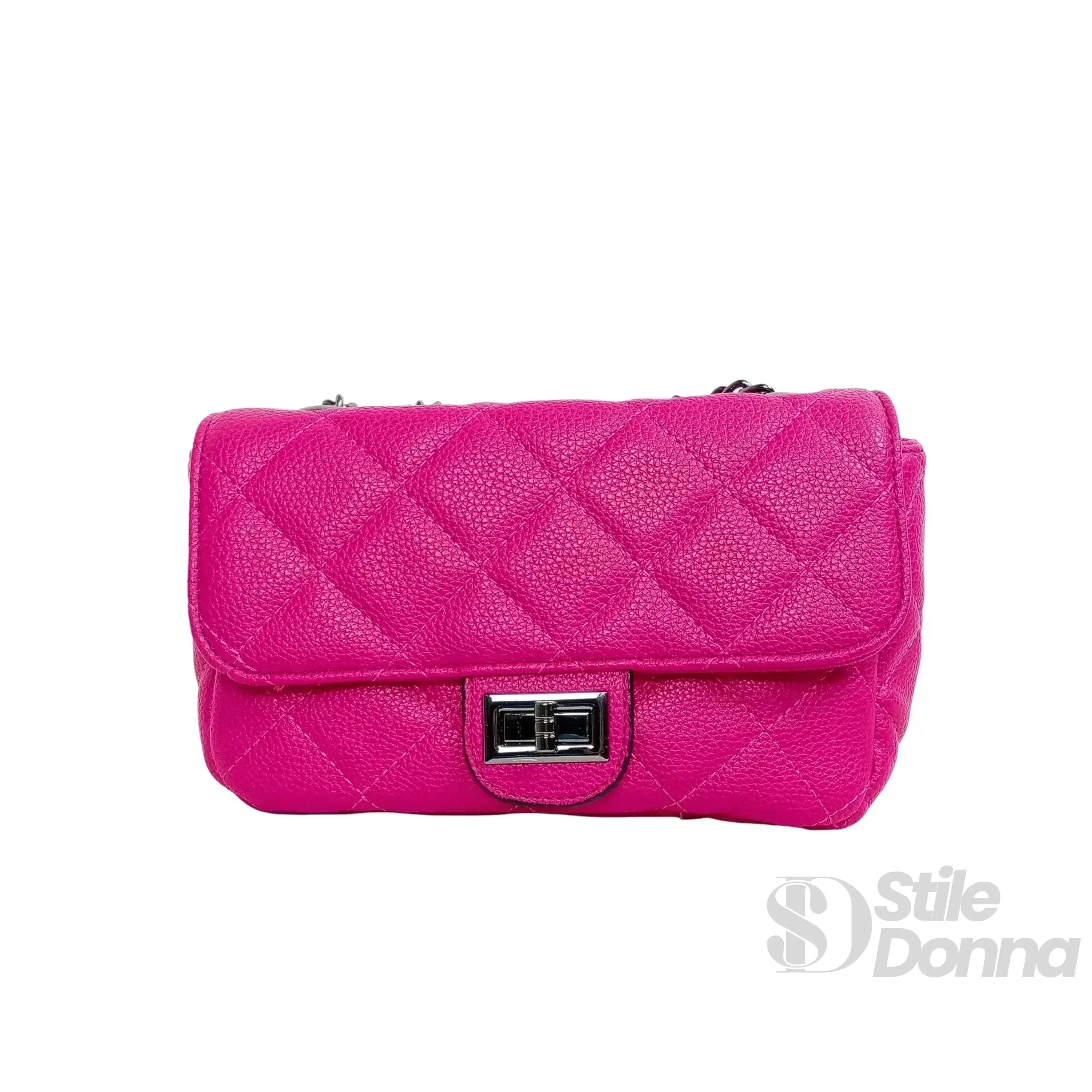 Stile Donna pouch clutch ecopelle con catena argento – interno e tasche