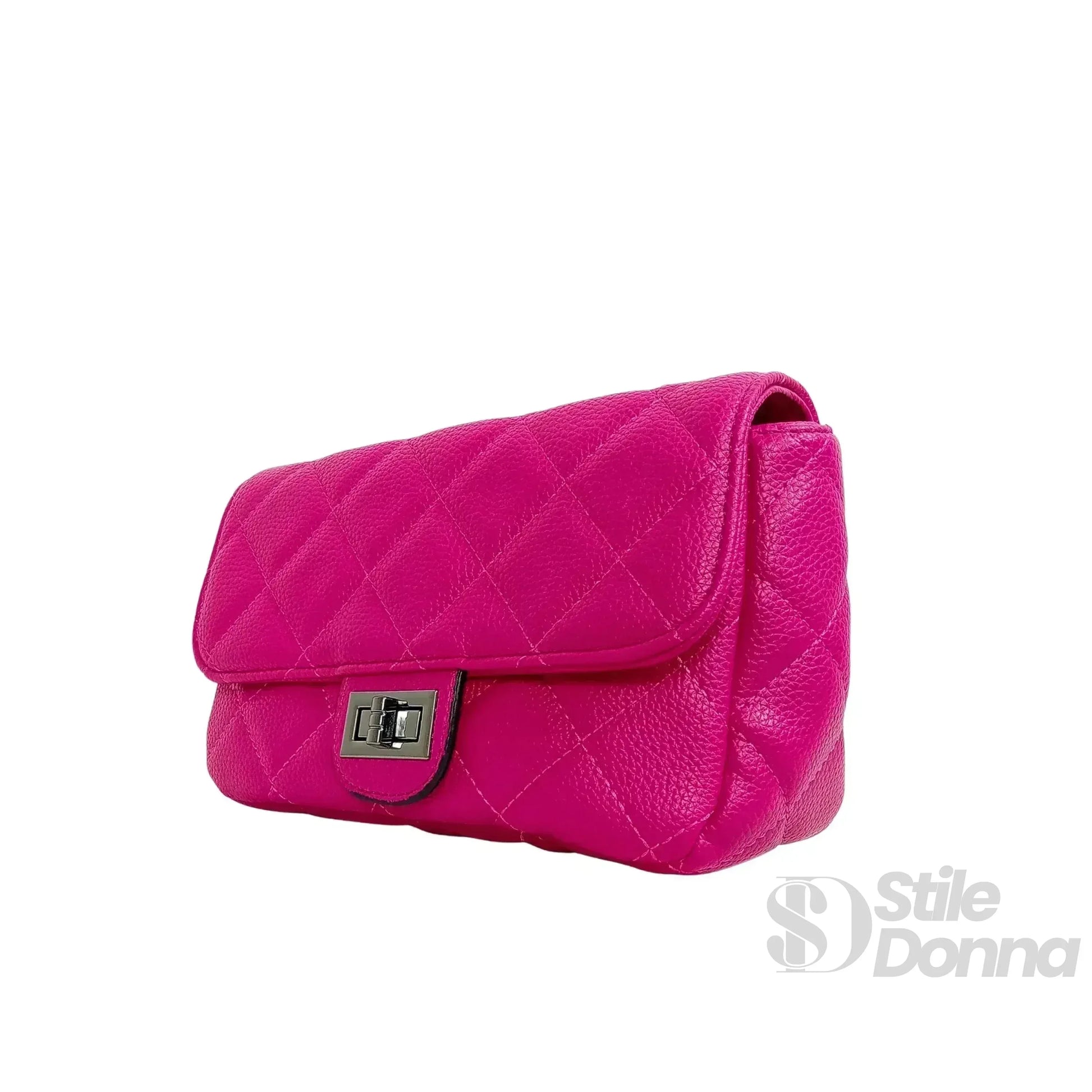 Stile Donna pouch clutch ecopelle catena argento donna – borsa indossata
