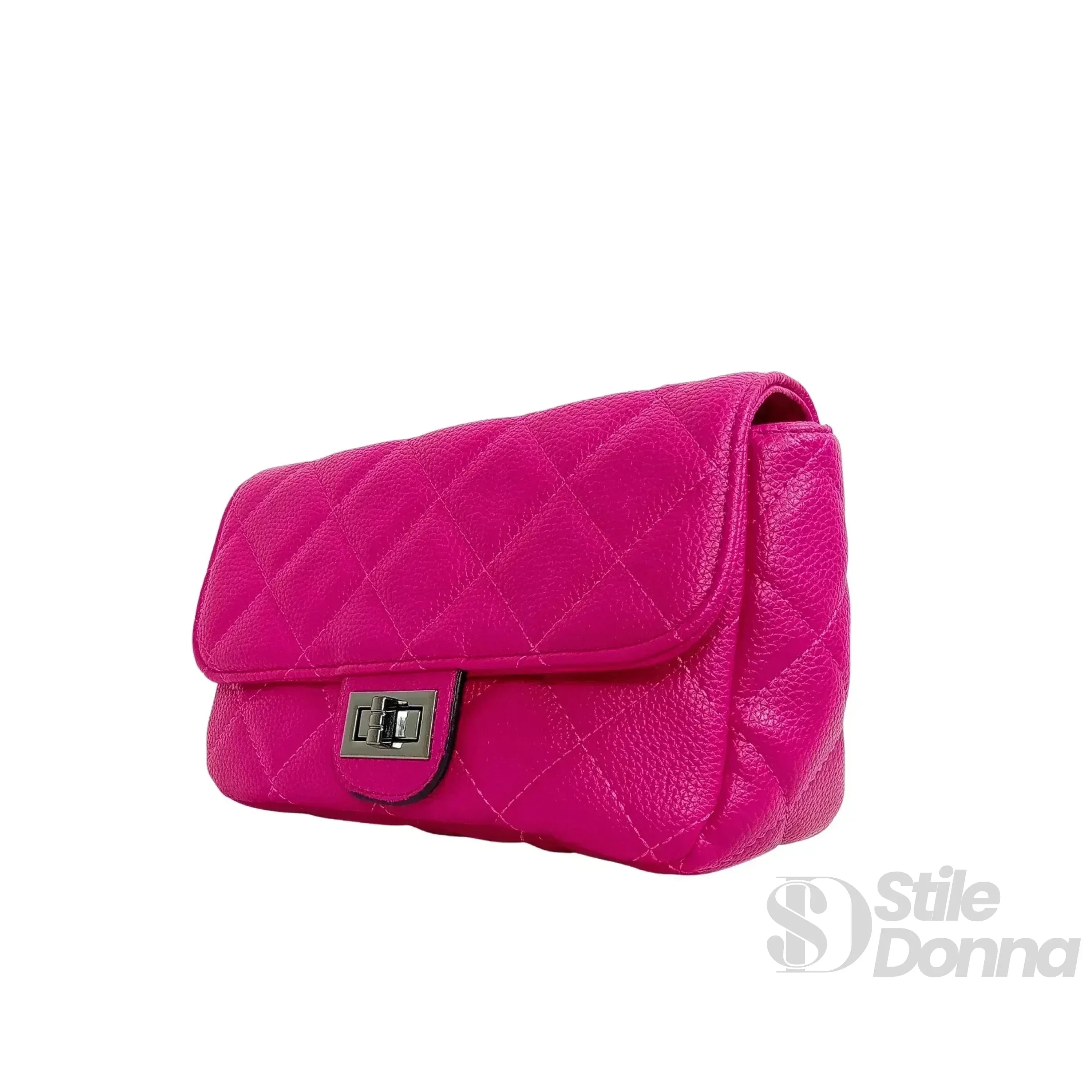 Stile Donna pouch clutch ecopelle catena argento donna – borsa indossata