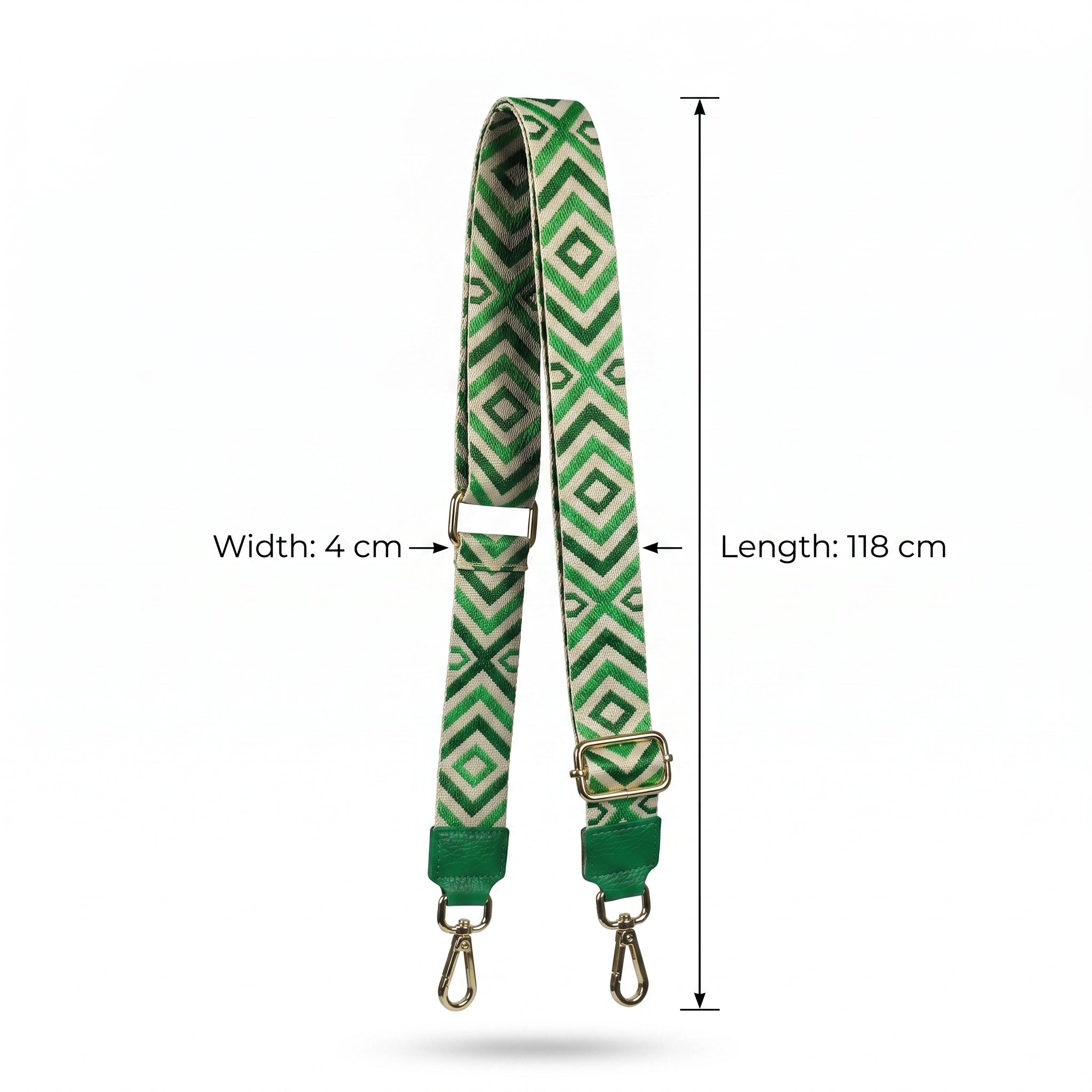 Tracolla per Borsa con Fantasia Geometrica Verde — Stile Donna Bags