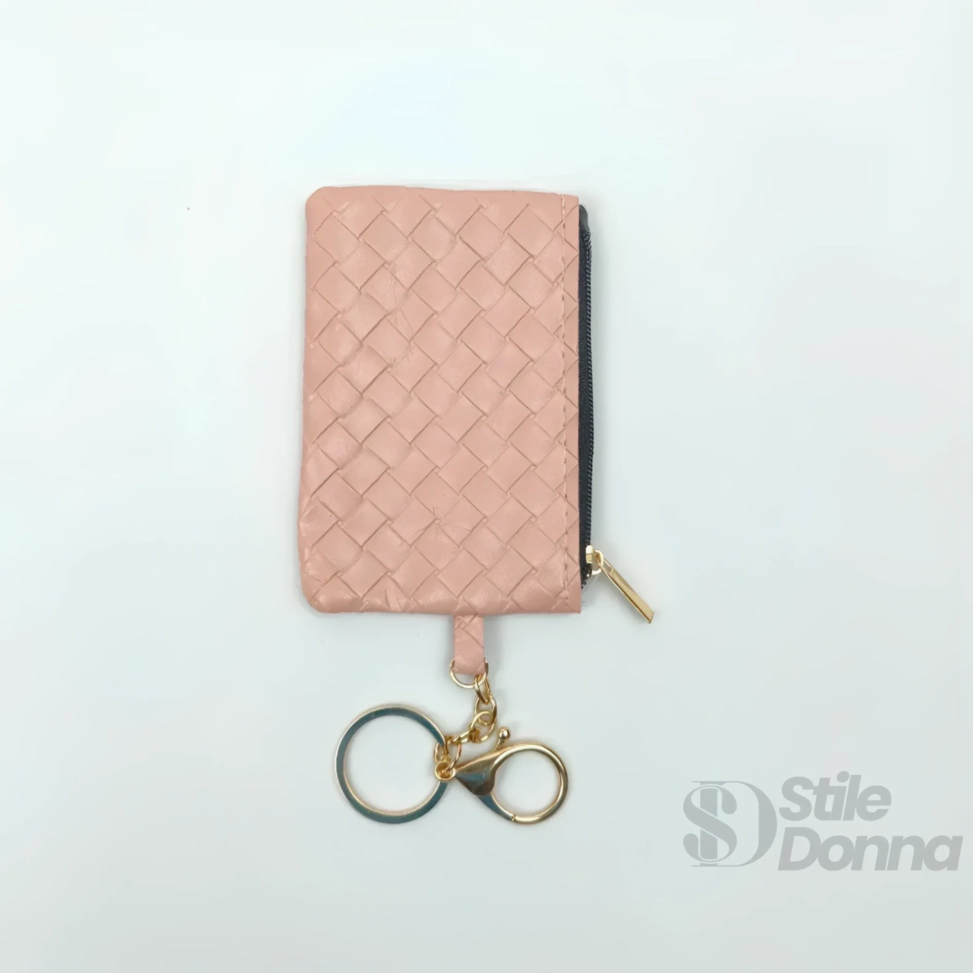 Ruby portafoglio portachiavi mini ecopelle intrecciata blu – interno e tasche