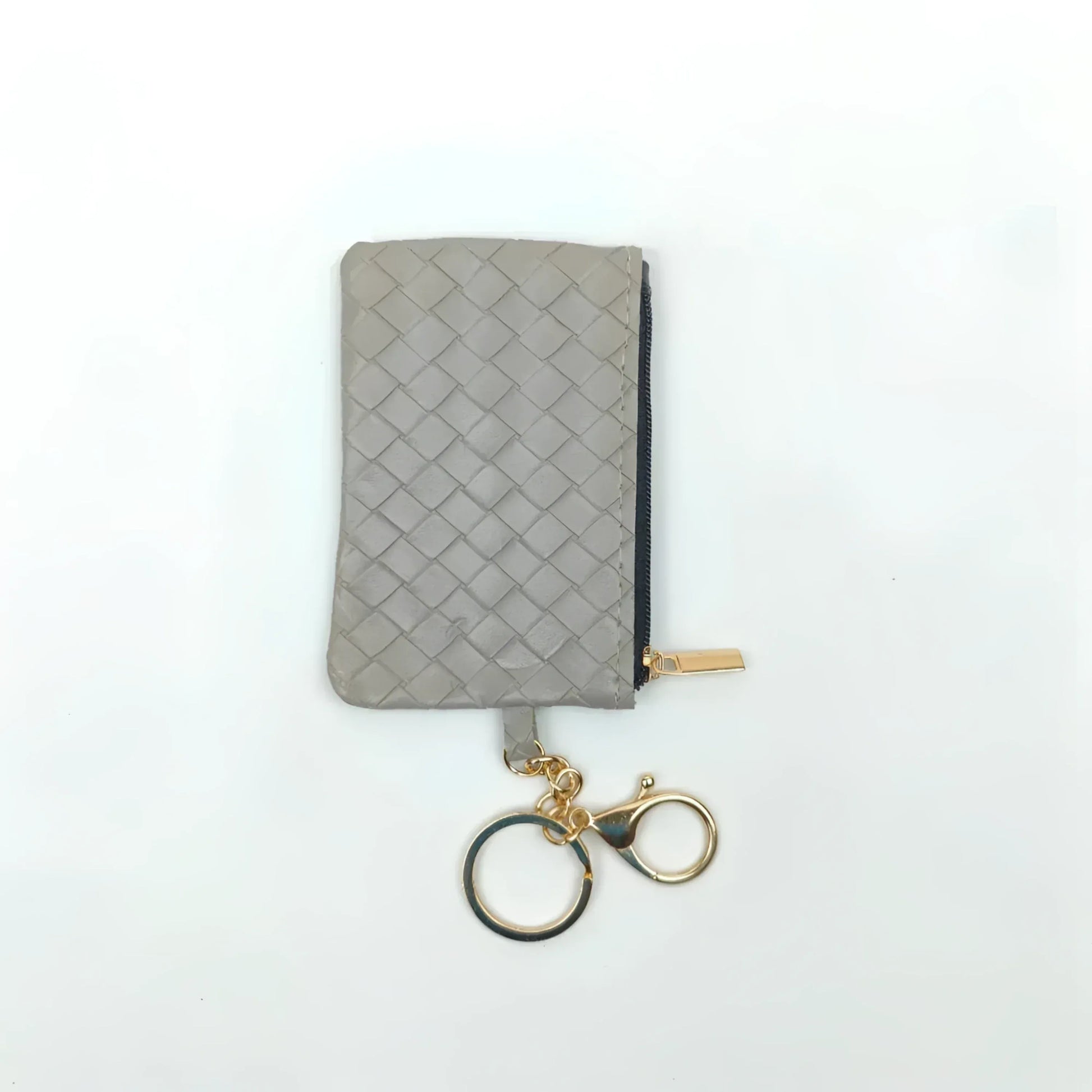Ruby portafoglio portachiavi mini ecopelle intrecciata grigio – borsa indossata