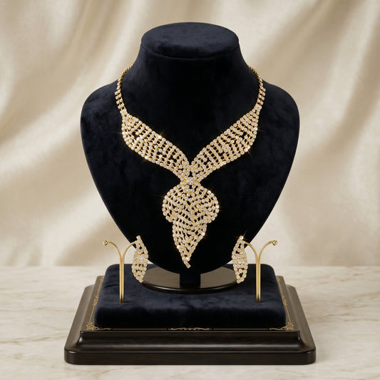 Stile Donna set collana orecchini regal infinity con cristalli di lusso – vista frontale