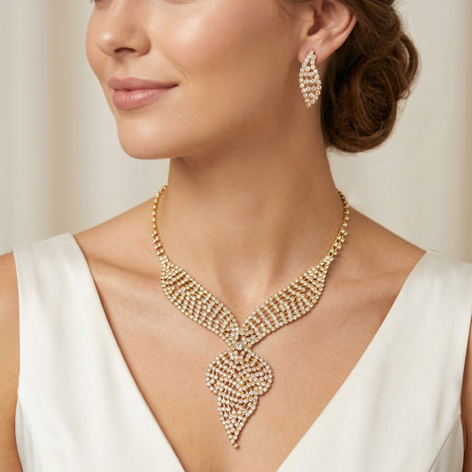 Stile Donna set collana orecchini regal infinity cristalli di lusso – vista laterale