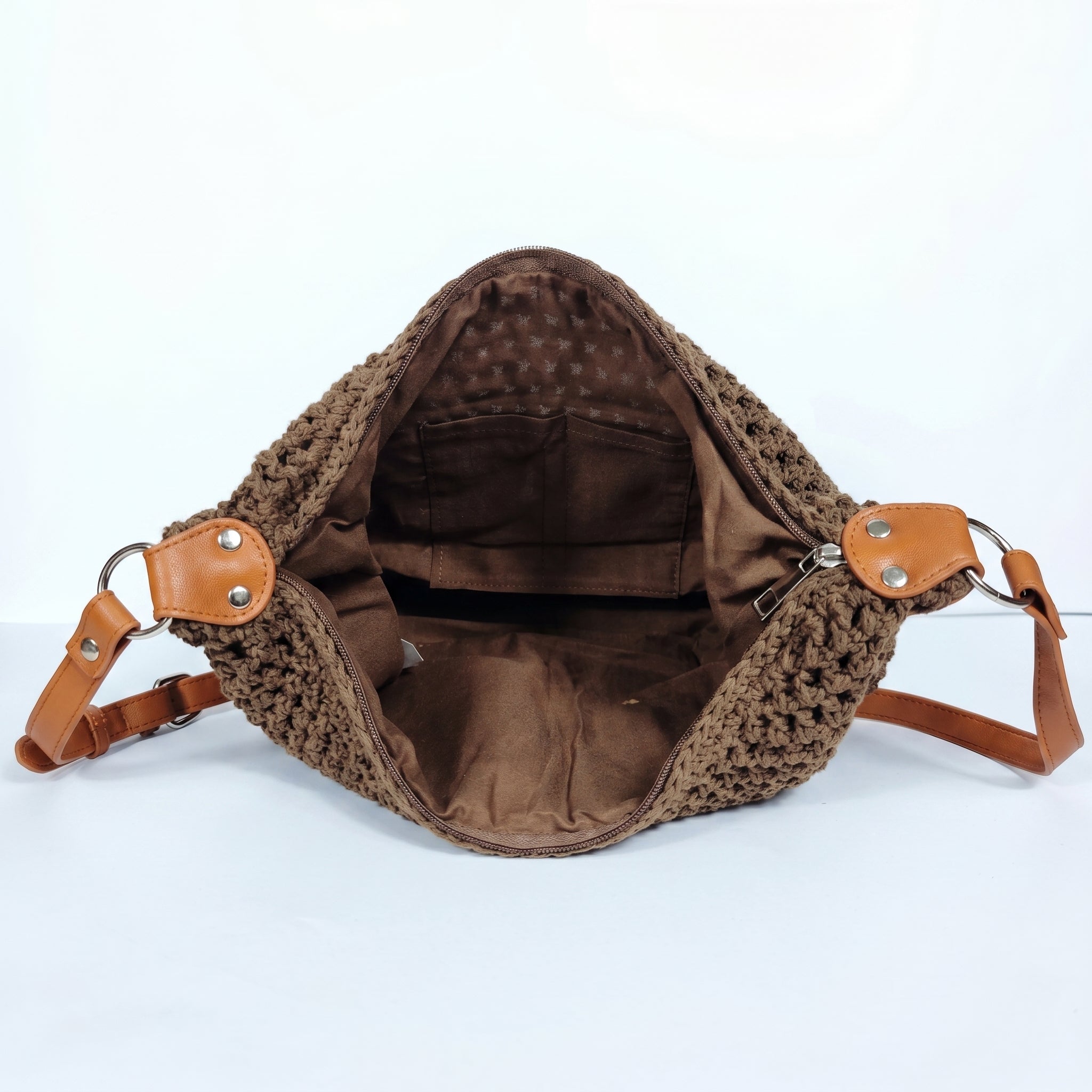 Stile Donna Bags Borsa Hobo Intrecciata in Corda di Cotone color Caffè - Stile Donna Bags