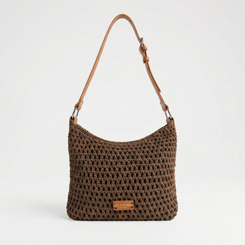 Stile Donna Bags Borsa Hobo Intrecciata in Corda di Cotone color Caffè - Stile Donna Bags