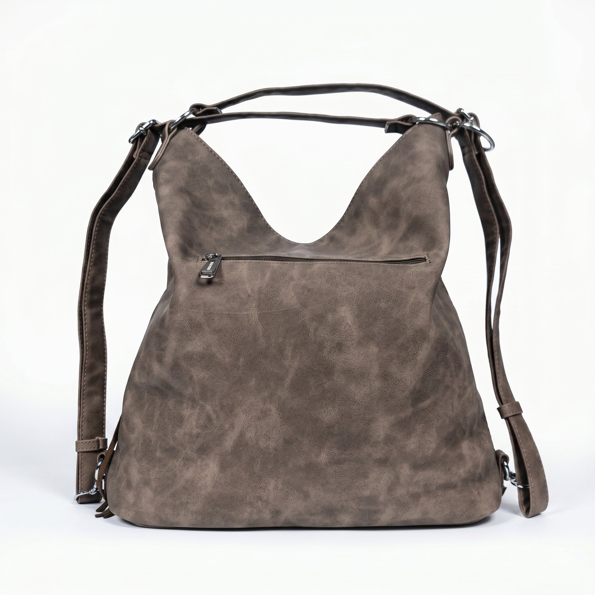Sweet Years Borsa Hobo Grande in Ecopelle con Frange Effetto Scamosciato - Stile Donna Bags