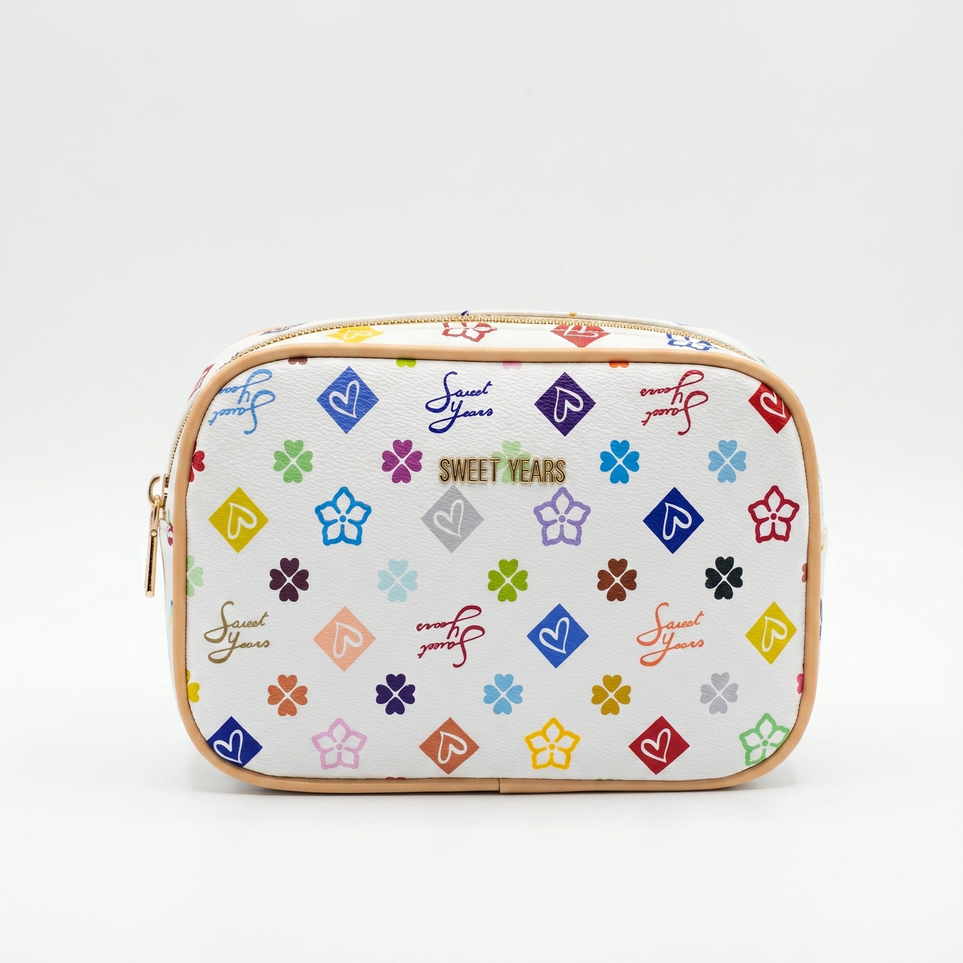 Sweet Years Borsa a Tracolla Camera Bag in Ecopelle con Stampa Monogram Multicolore - Stile Donna Bags