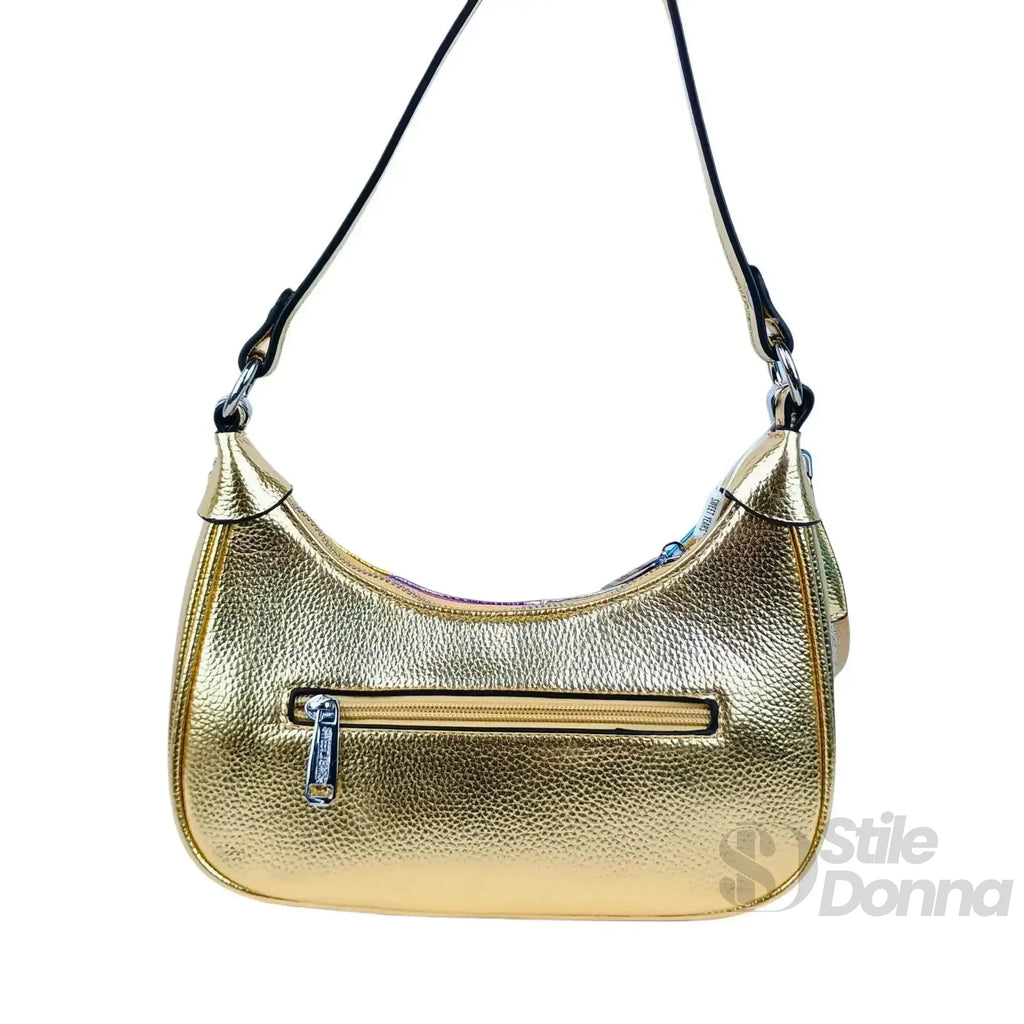 Sweet Years borsa a tracolla ecopelle righe rainbow metallic – vista posteriore