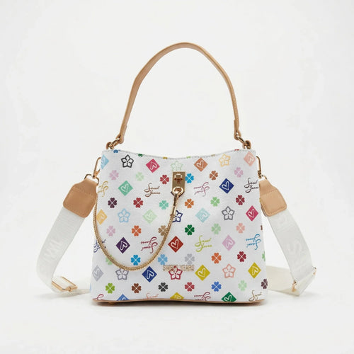Sweet Years borsa a tracolla ecopelle con stampa floreale multicolore donna – vista frontale
