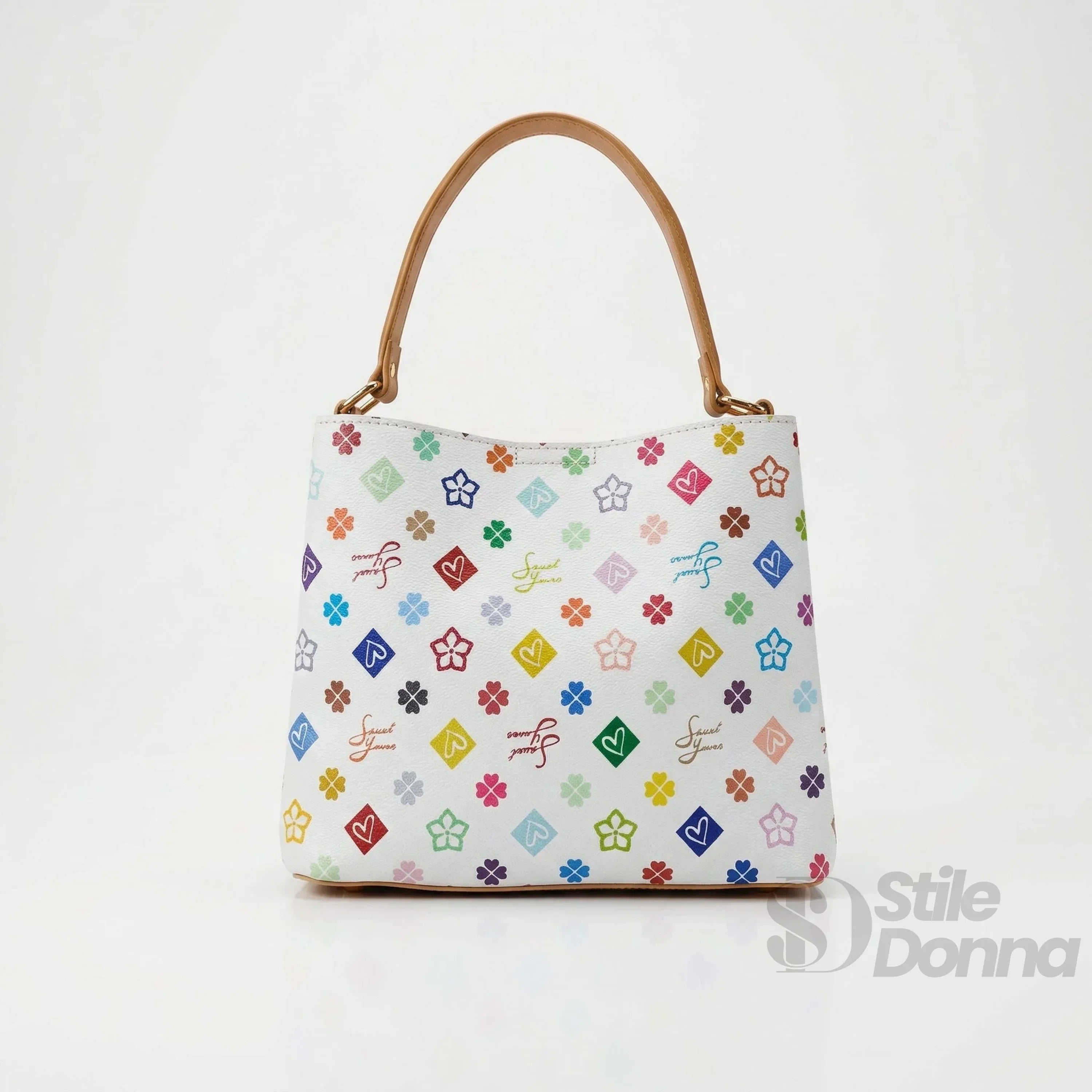 Sweet Years borsa a tracolla ecopelle stampa floreale multicolore – vista posteriore