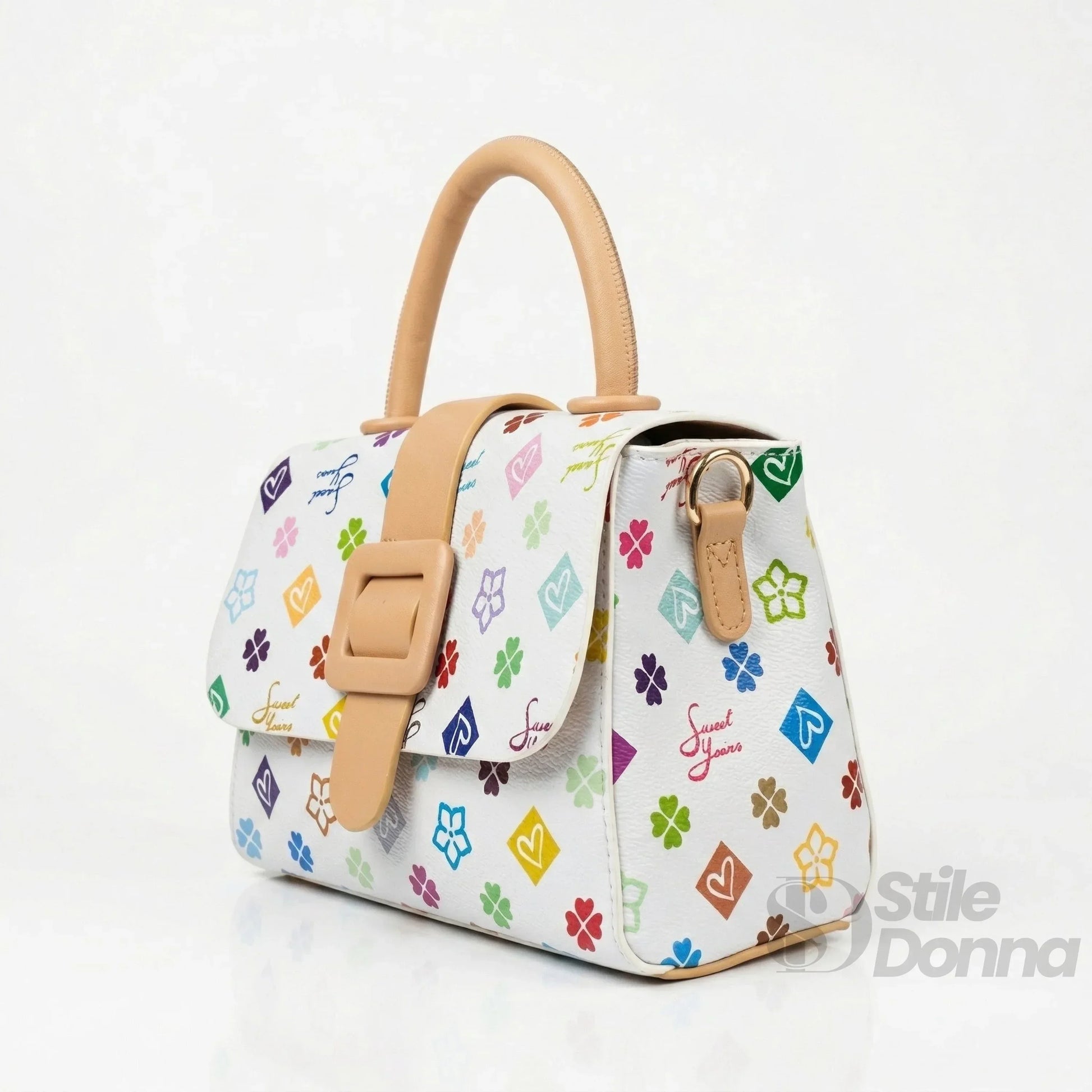 Sweet Years mini borsa a tracolla ecopelle stampa floreale – dettaglio manico