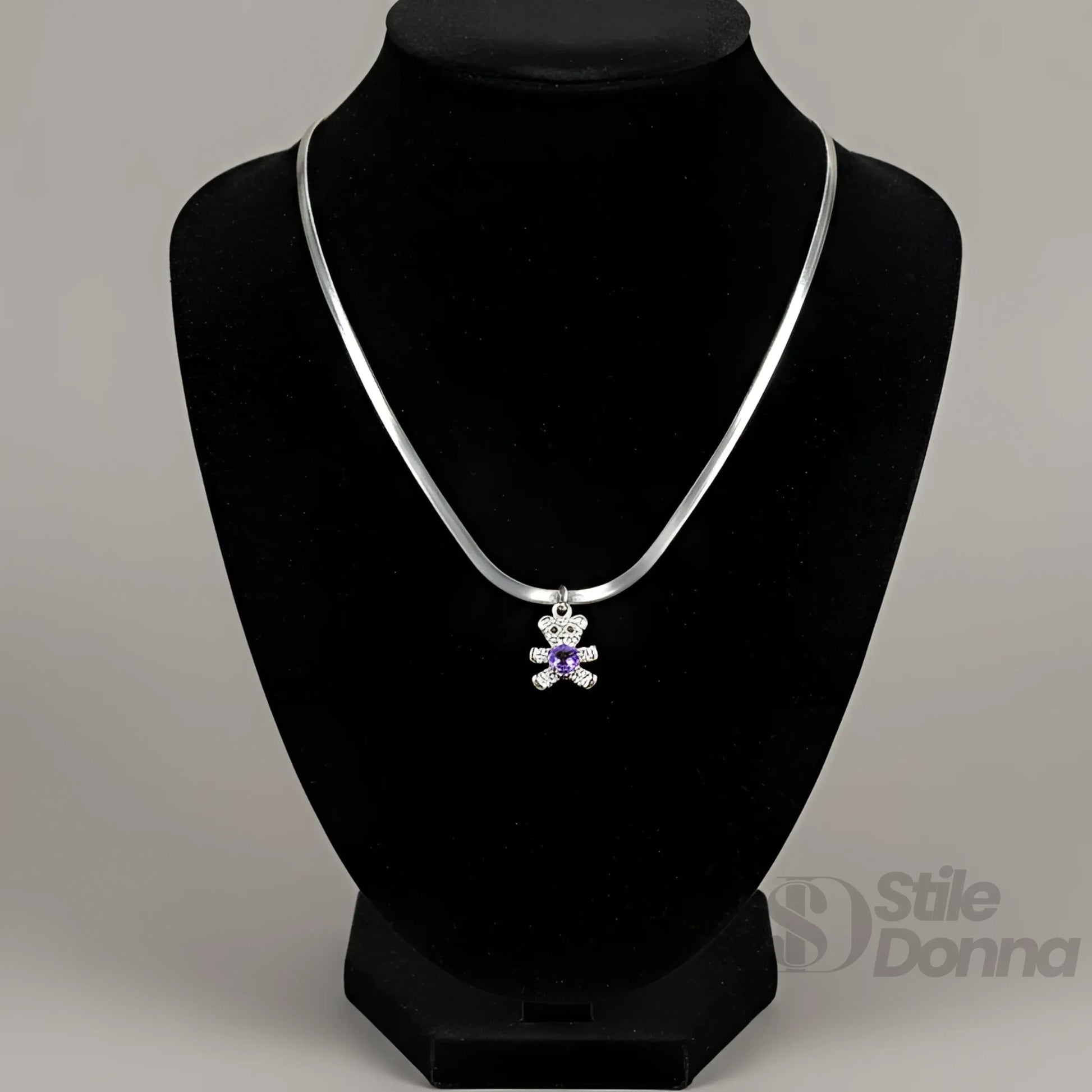 Sweetheart collana ciondolo orsetto argento lucido – indossata