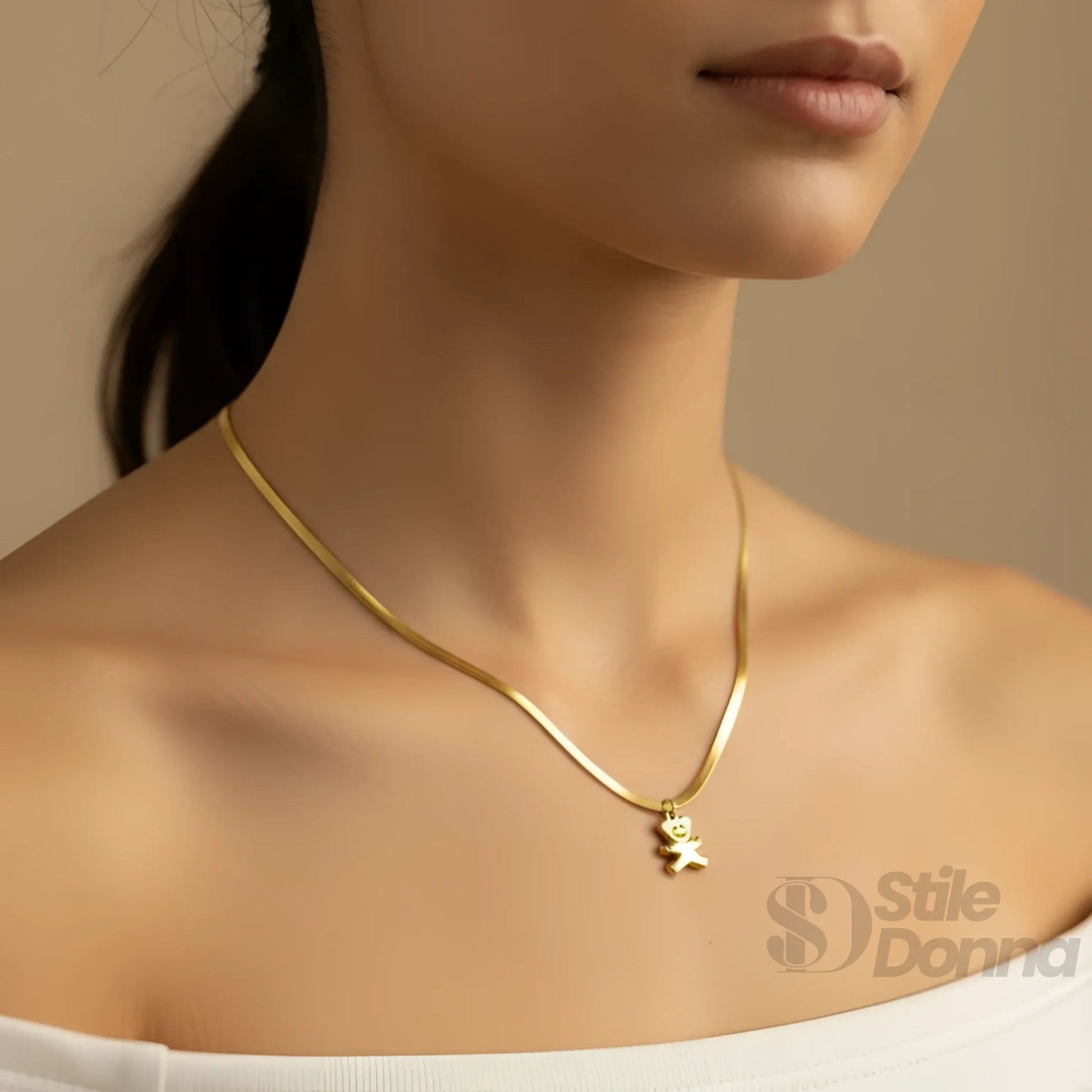 Sweetheart collana ciondolo orsetto argento delicata – dettaglio catena