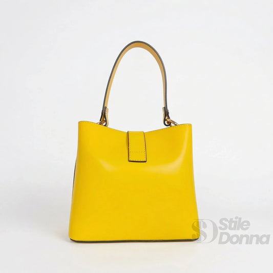 The Stile Aura borsa vera pelle made in Italy con finiture dorate – vista posteriore