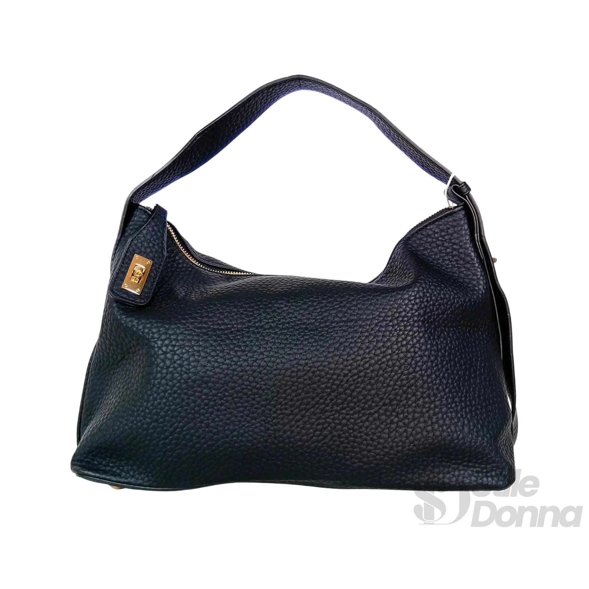 Valentini borsa hobo ecopelle nera con finiture dorate – interno e tasche