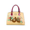 Valentini borsa tote ecopelle cachi con ricamo floreale e scritta love in paillettes donna – vista frontale