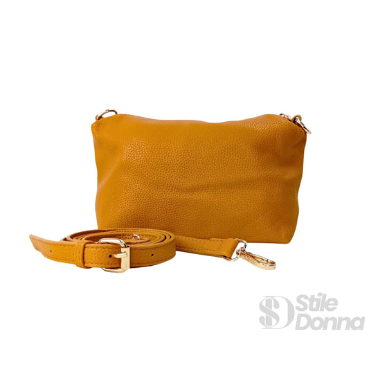 Valentini SIBI borsa tote ecopelle giallo senape finiture dorate – vista posteriore