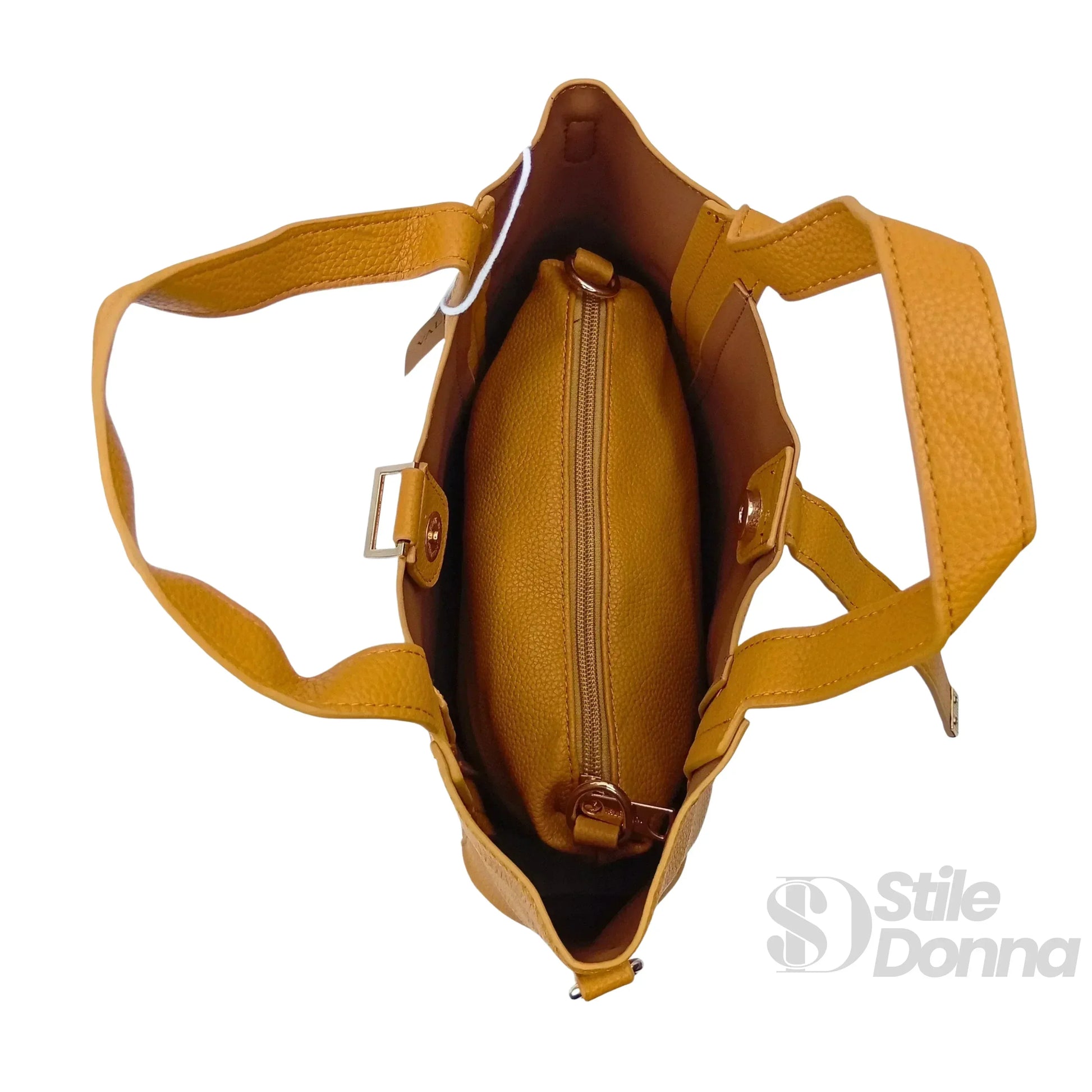 Valentini SIBI borsa tote ecopelle giallo senape donna – borsa indossata