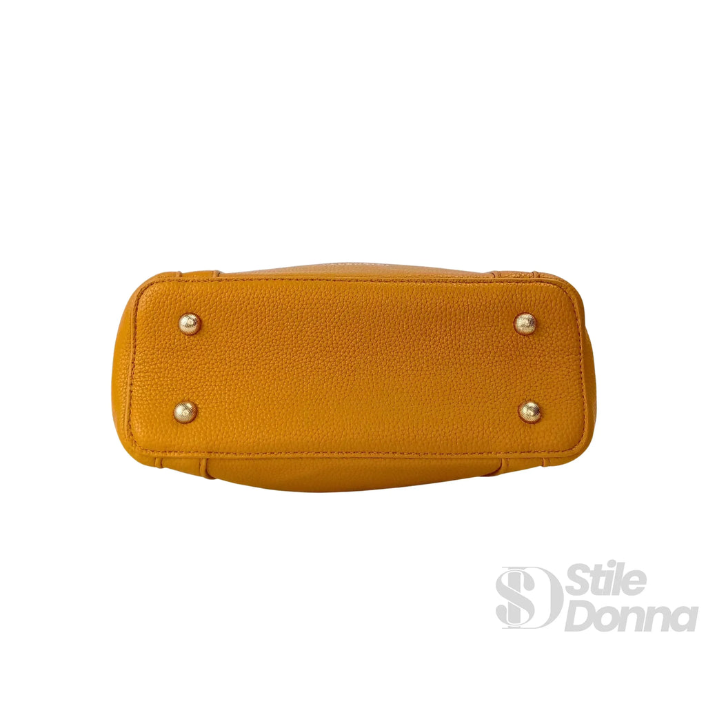 Valentini SIBI borsa tote ecopelle giallo senape finiture dorate – vista dall'alto