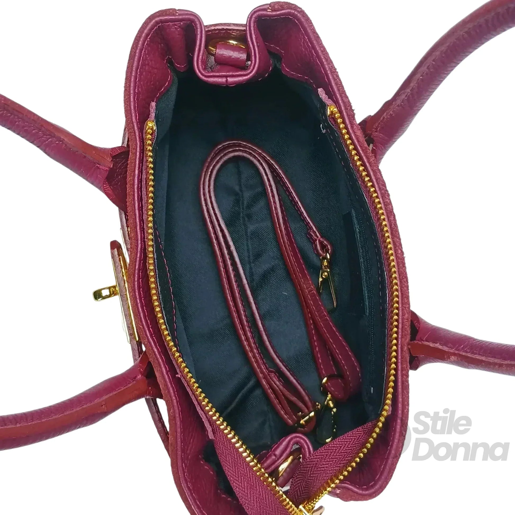 Velinara borsa a mano vera pelle scamosciata bordeaux – dettaglio chiusura
