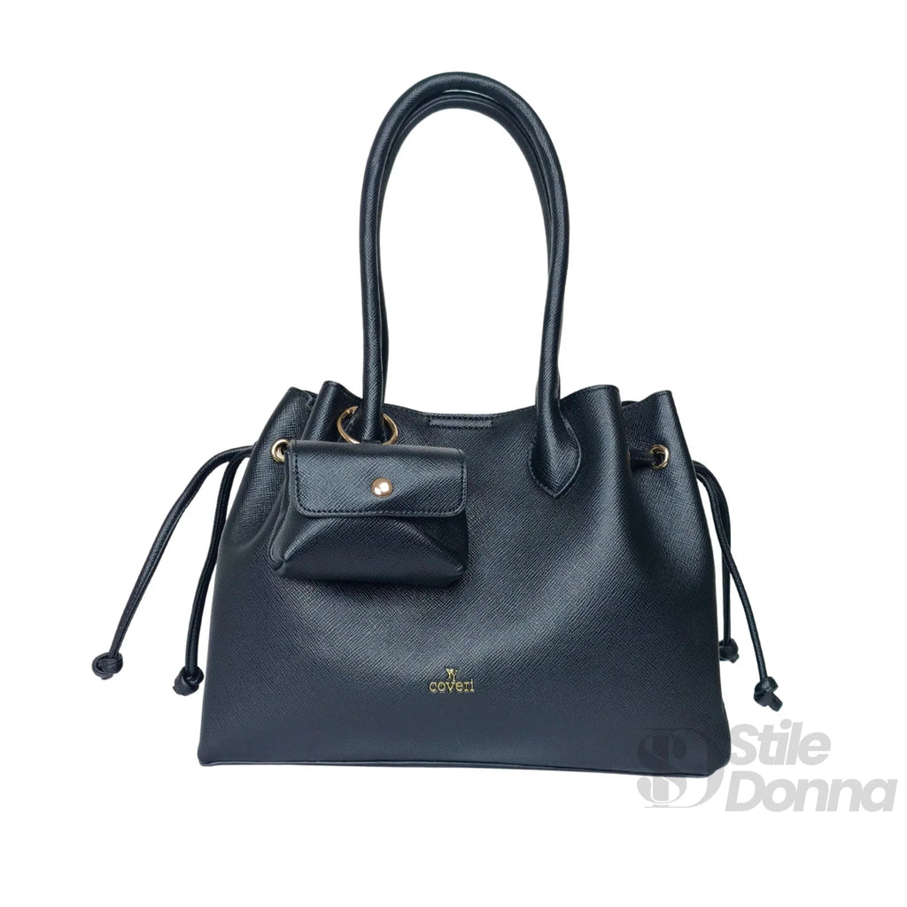 YY Coveri Borsa a Mano Strutturata in Ecopelle Cuoio con Dettagli Oro - Stile Donna Bags
