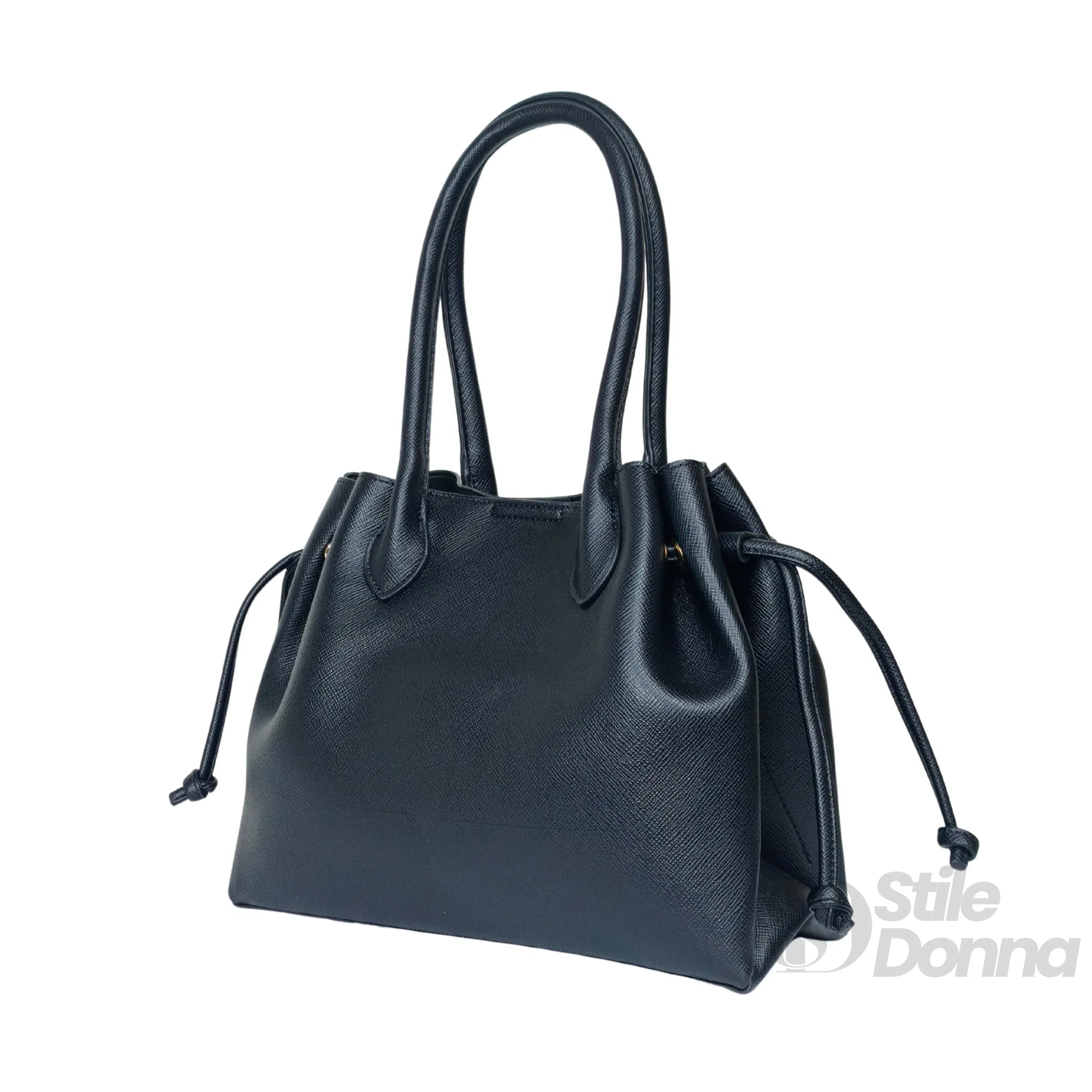 YY Coveri borsa a mano strutturata ecopelle nera donna – borsa indossata