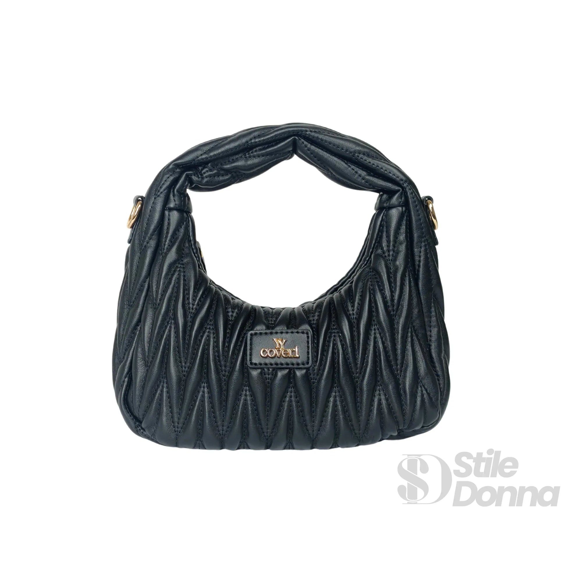 YY Coveri borsa a spalla trapuntata ecopelle manico spirale – dettaglio chiusura