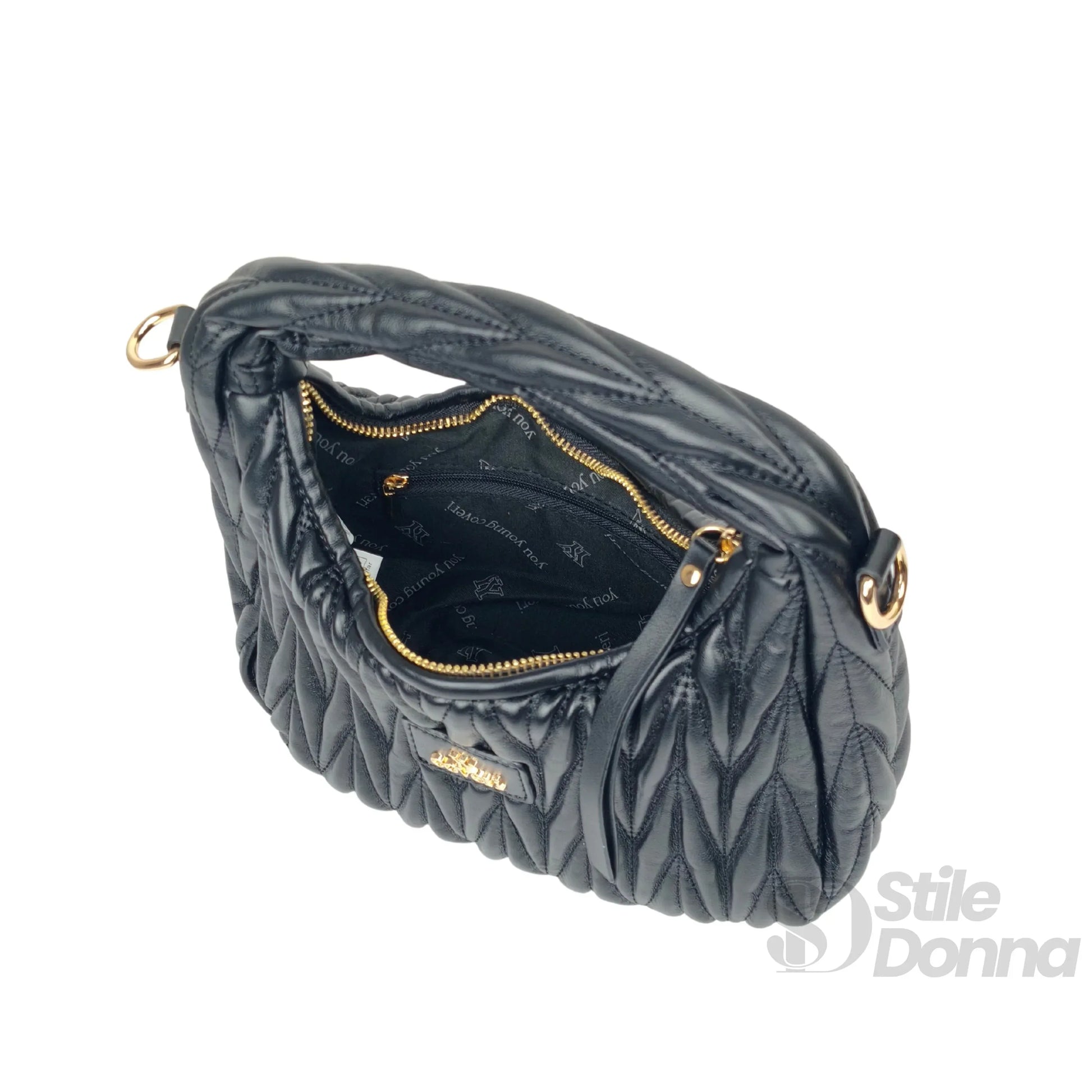 YY Coveri borsa a spalla trapuntata ecopelle cachi – vista dall'alto