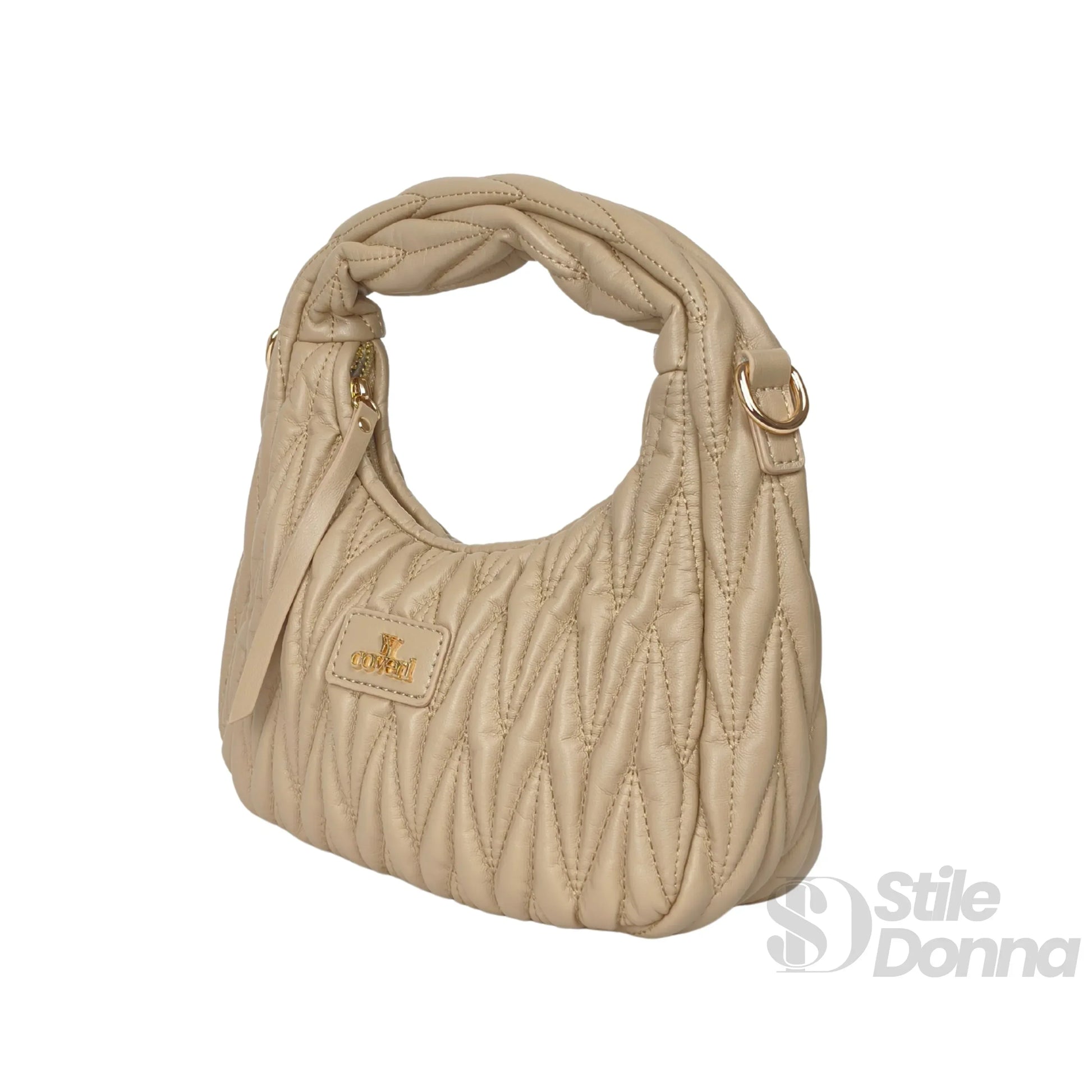YY Coveri borsa a spalla trapuntata ecopelle cachi – vista supplementare 2