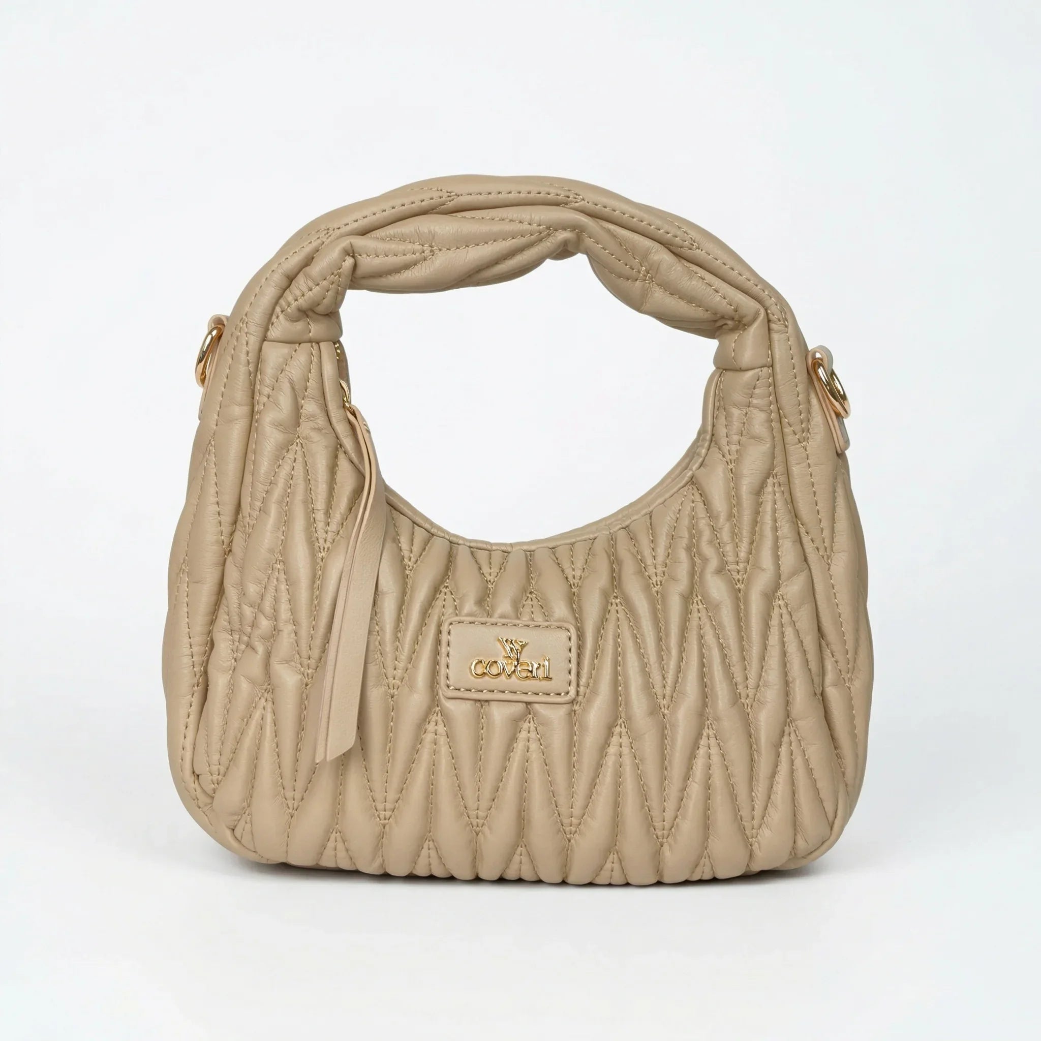 YY Coveri borsa a spalla trapuntata ecopelle nera con manico spirale donna – vista frontale