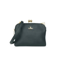 YY Coveri pochette a tracolla ecopelle nera con logo dorato versatile donna – vista frontale