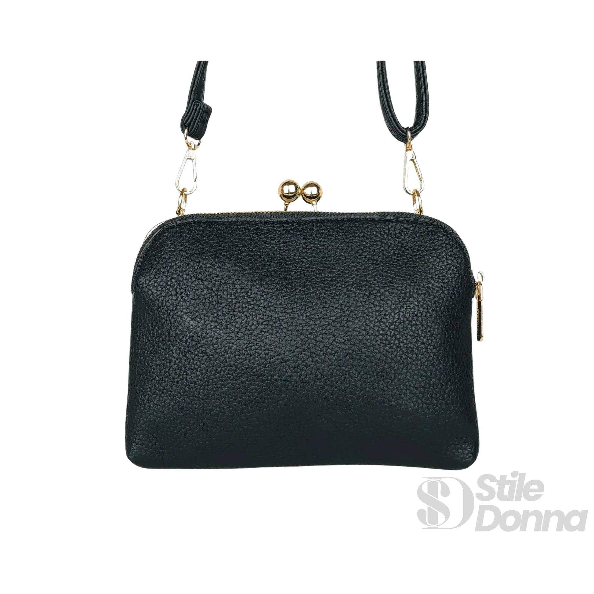 YY Coveri pochette a tracolla ecopelle nera clutch – vista posteriore
