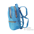 Zaino Mini in Denim Blu con Zip Oro - Stile Donna Bags