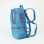 Zaino Mini in Denim Blu con Zip Oro - Stile Donna Bags