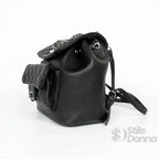 Zaino Trapuntato in Ecopelle Nera con Dettaglio a Catena - Stile Donna Bags