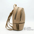Zaino in Ecopelle Beige e Nero con Monogramma - Stile Donna Bags