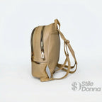 Zaino in Ecopelle Beige e Nero con Monogramma - Stile Donna Bags