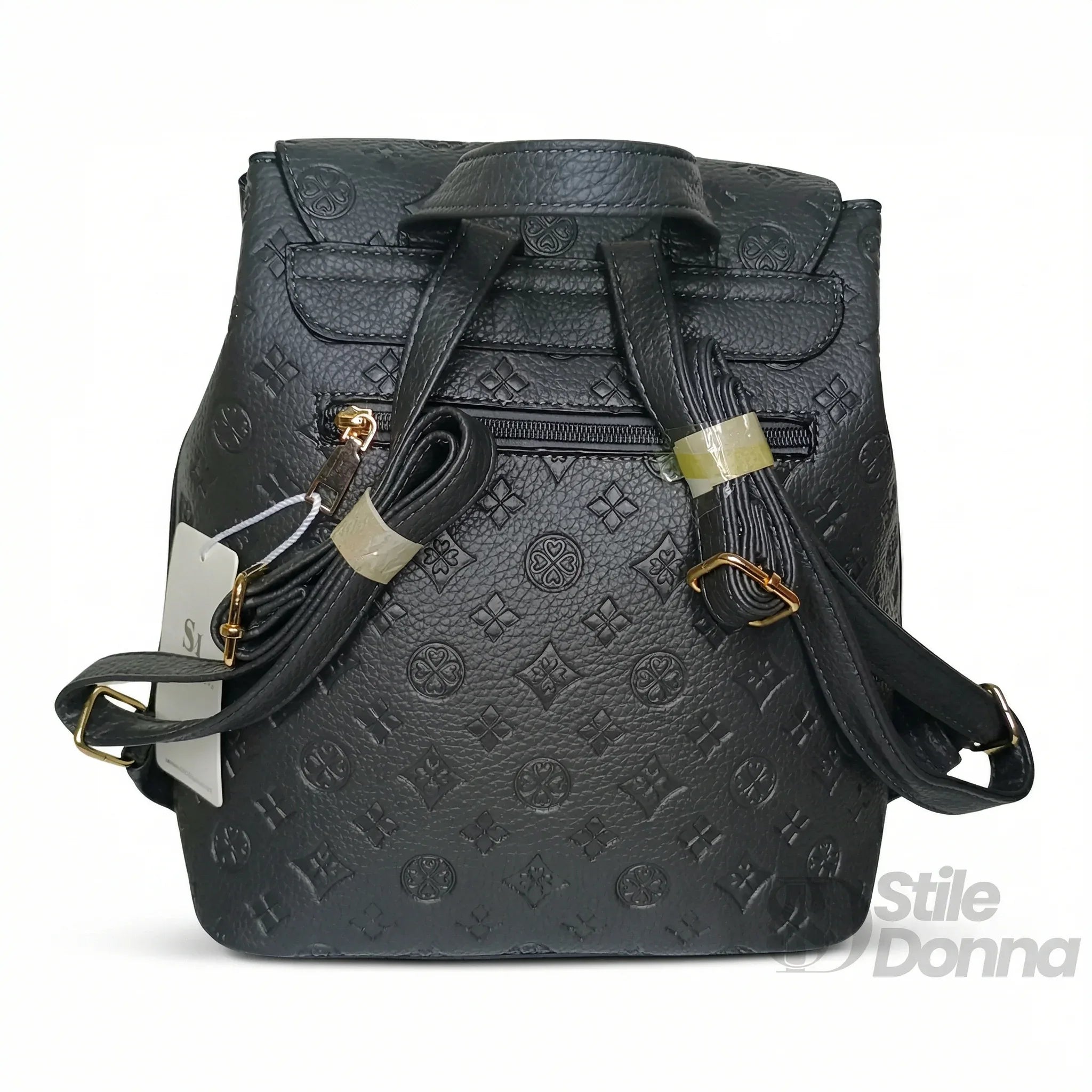 Stile Donna zaino ecopelle grigio pratico – vista posteriore
