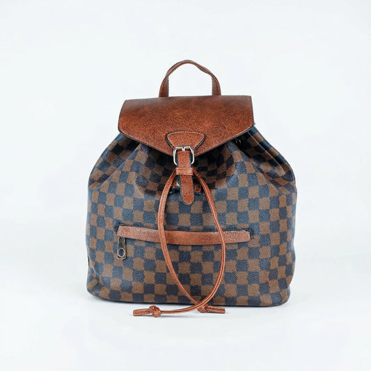 Stile Donna zaino donna ecopelle marrone con tracolla regolabile – vista frontale