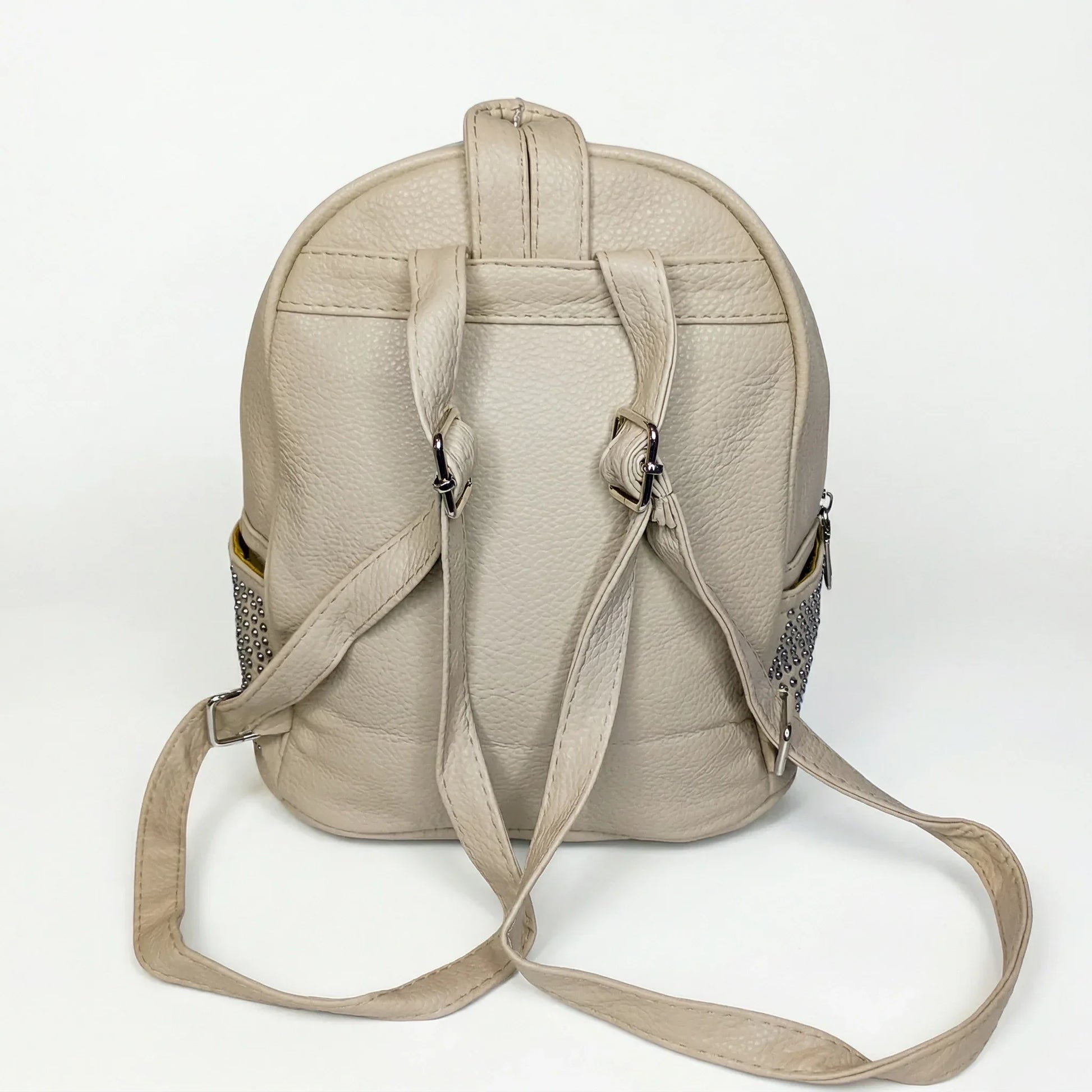 Stile Donna zaino ecopelle intrecciata beige – vista posteriore
